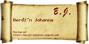 Berán Johanna névjegykártya